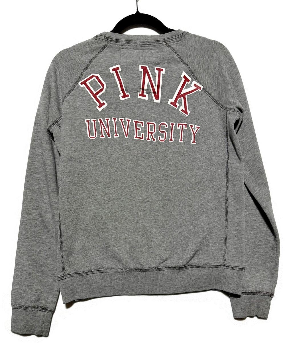 Victoria's Secret PINK University Pullover Sweater Gray Girls Youth Medium